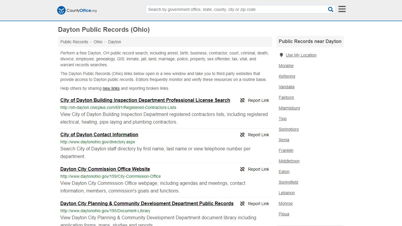 Dayton Public Records (Ohio) - County Office